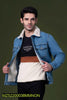 1 Pc Men s Stitched Denim Fur Jacket