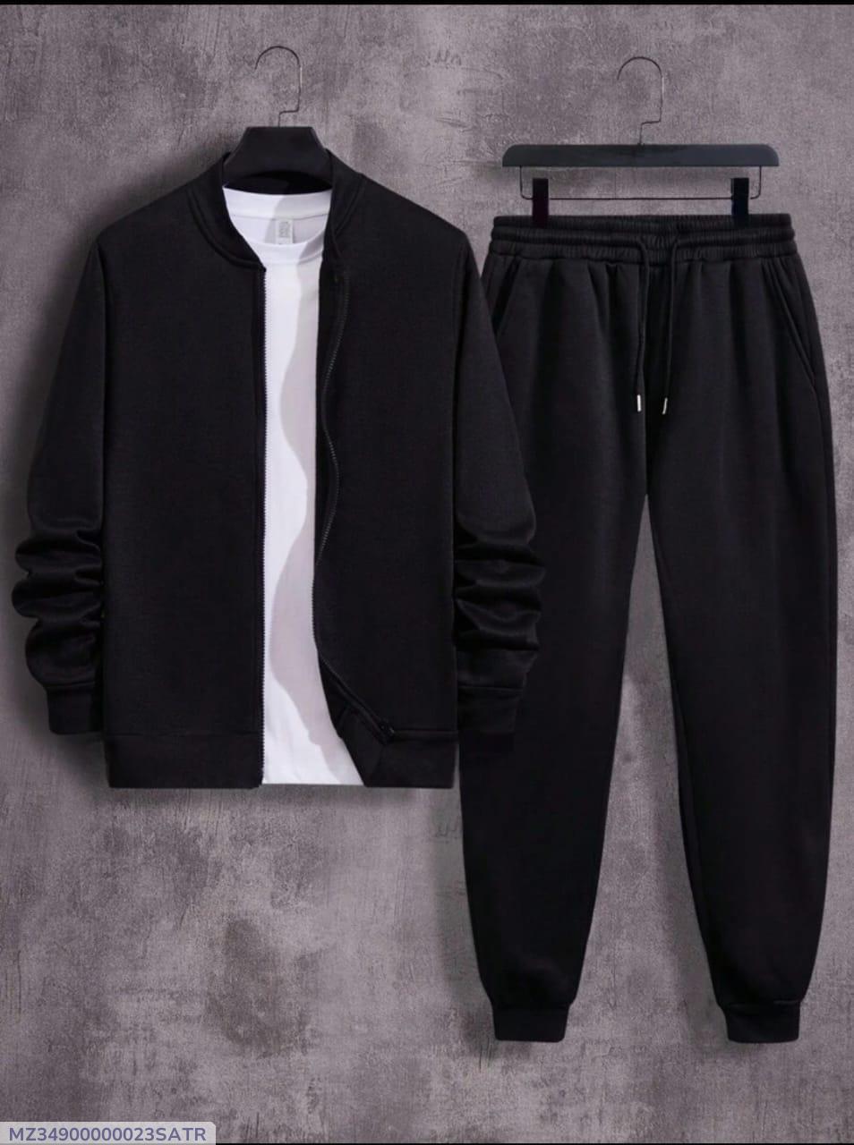 2Pc Men s Fleece Plain Zippar Track Suit